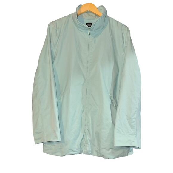 Eileen Fisher Sky Blue Jacket Women's Large Fleece Lined 2 Way Zip Old Money - Picture 1 of 9